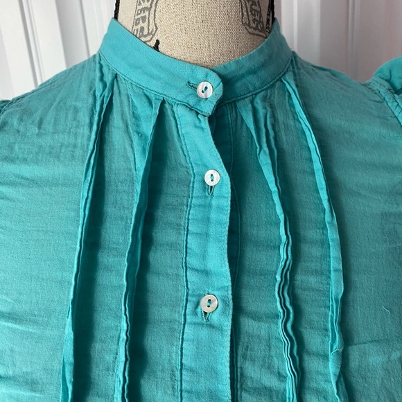 Zara Ruffled Turquoise Blouse - Picture 2 of 5